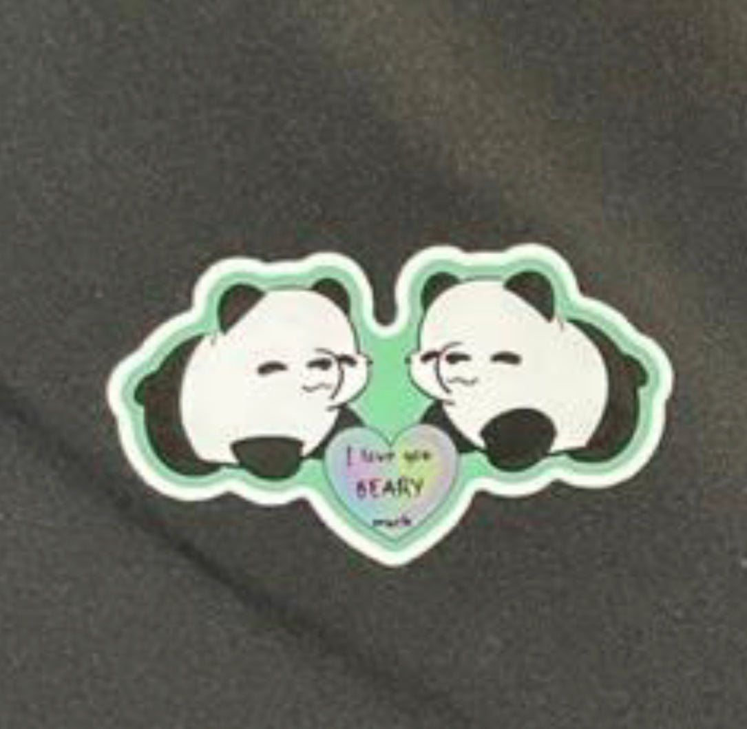 2'' I Love You Beary Much” Panda Love Sticker